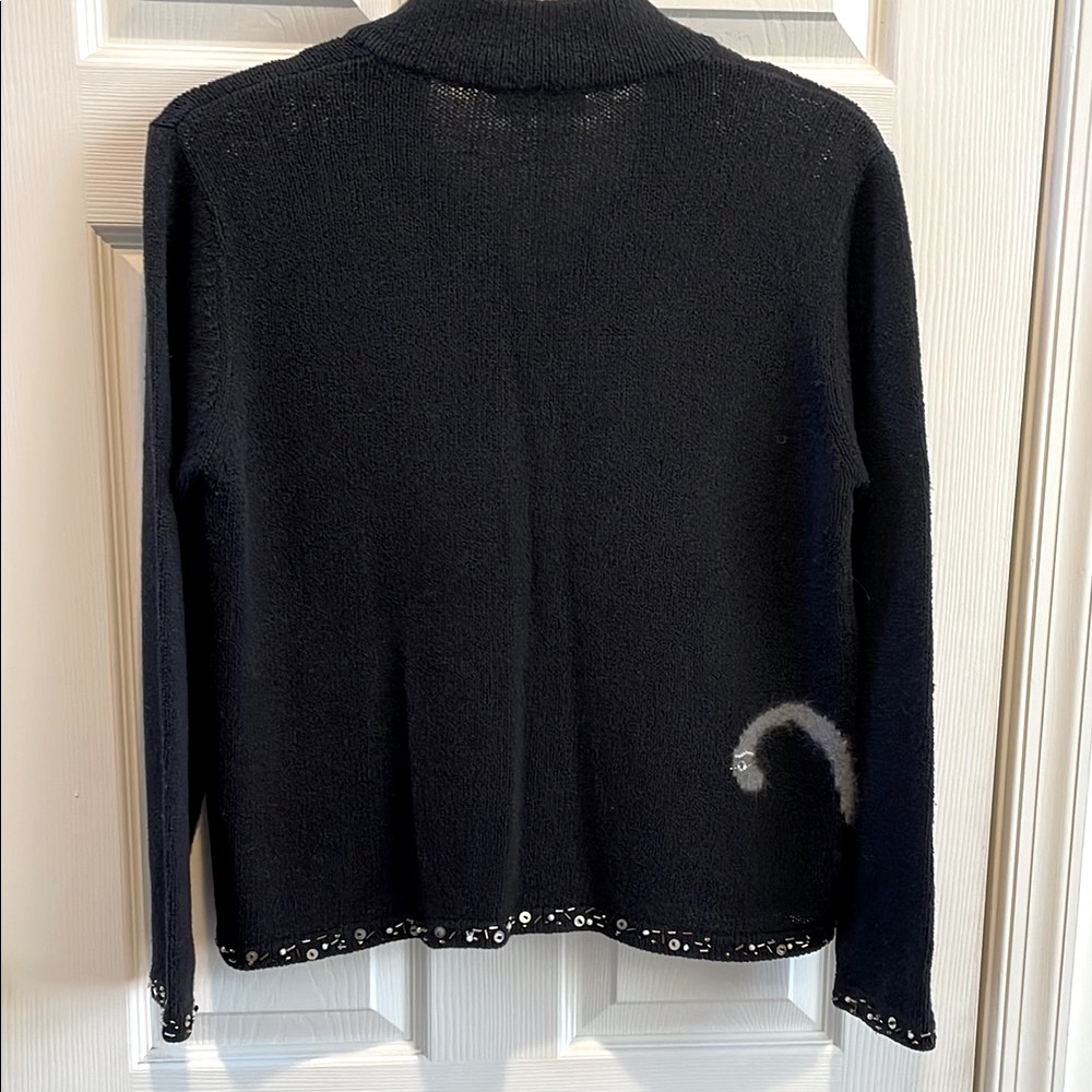 Coldwater Creek Black and Gray Cat Cardigan - Picture 5 of 5